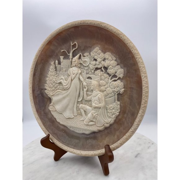 Incolay Plate Lancelot Guinevere Great Romances History Collector Stone Vintage - Picture 5 of 10
